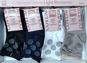 Calza donna con bolli grossi in lurex corto cotone Enrico Coveri Papaya M6