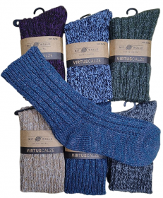 Calza corta per uomo e donna a coste in lana pesante la calza della nonna V215