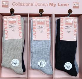 Calza per donna gamba lunga a costine invernale tinta unita Coveri Beatrice