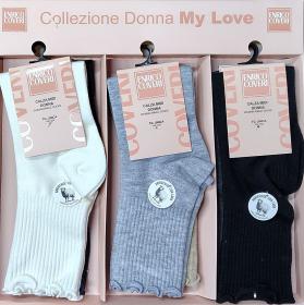 Calza per donna gamba corta a costine invernale senza elastico Coveri Chloe 2