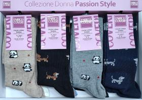 Calza donna gamba lunga caldo cotone varie fantasie Enrico Coveri Giorgia 355