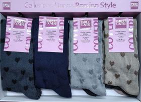 Calza donna gamba lunga caldo cotone cuoricini Enrico Coveri Giorgia 356