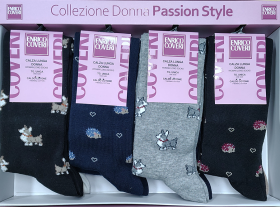 Calza donna gamba lunga caldo cotone varie fantasie Enrico Coveri Giorgia 370