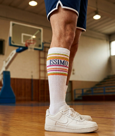 2 paia calza da basket gamba lunga per uomo ISSIMO bianco