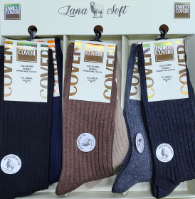 Calza per uomo gamba corta lavorazione costa inglese invernale tinta unita Coveri Lana Soft MC2P