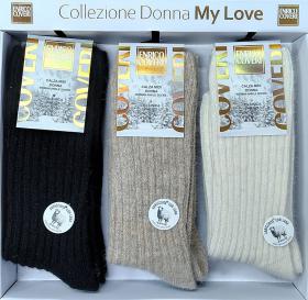 Calza gamba corta in misto lana e angora a costa inglese calda e morbida Coveri NEVE WM