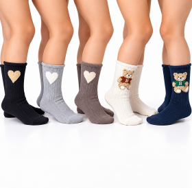 Calza mezza gamba senza elastico per bambina con ricamo in caldo cotone Coveri Stella 6