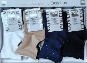 Calza donna con strass tinta unita corto cotone leggero Enrico Coveri Strass