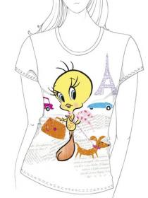 T-shirt donna manica corta Looney Tunes Titti bianco