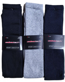 3 calze in spugna morbidissima gamba lunga senza tallone Basket Blu Nero Grigio V07