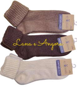 Calza corta per donna in Lana e Angora calda e morbidissima con risvolto V218