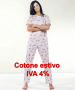 1012 Pigiamone Tutone femminile estivo per anziani cotone manica corta con cerniera posteriore fantasia fiori IVA 4%
