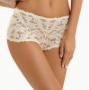 French knickers fully made in stretch lace flounce with a floral pattern and scalloping on the edges 1689