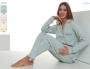 Pigiama aperto donna caldo cotone invernale interlock 100% cotone Maristella 5648