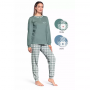 Pigiama collo a Serafino per donna in caldo cotone invernale interlock 100% cotone Kissimo D6013