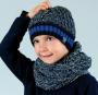 Completo di berretto + sciarpa ad anello per bambino dai 3 a 8 anni morbidissimi 8040SET