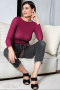 Maglia manica lunga collo tondo cashmere e viscosa leggerissima ultra light molto calda SUBLYME 1412 PORPORA