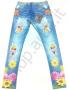 Leggings per bimba elasticizzati stampati tipo jeans con fiori 11534
