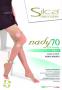 Double-covered plain knit Lycra hold-ups, with OPEN toe, heel and silicone lace top. Autoreggente Nady 70
